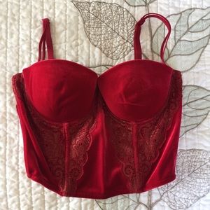 Victoria’s Secret Red & Lace Velvet Bustier Corset